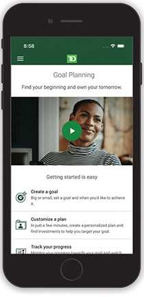 Mobile phone displaying TD Easy Trade app