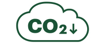 Icon of a cloud with the text CO2 and an arrow pointing down
