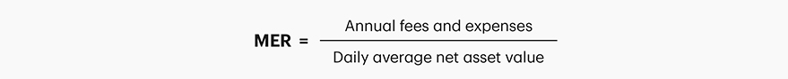 An equation showing how the Management Expense Ratio is calculated.