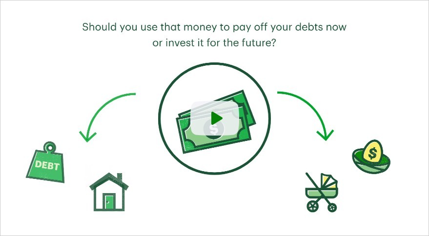 This video gives a side-by-side comparison of debt versus investment growth