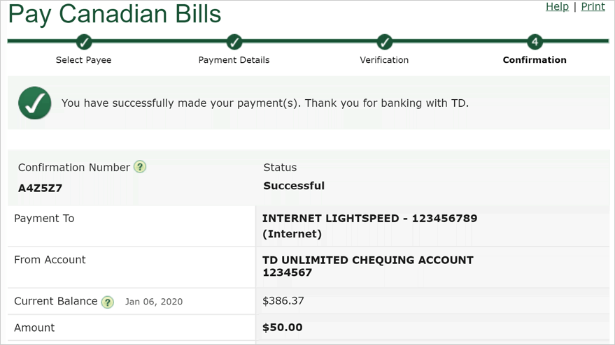 td online bill pay
