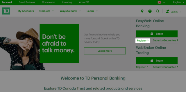 How to register for EasyWeb with a personal TD account