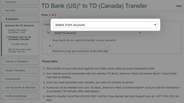 Td bank exchange sale rate