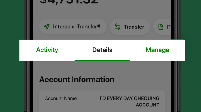 How to access the direct deposit form on the TD app