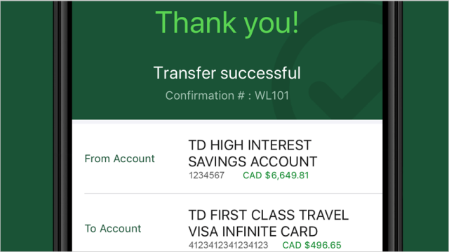 How to transfer money between TD accounts on the TD app