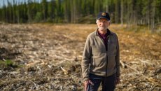 Une personne debout devant une forêt
