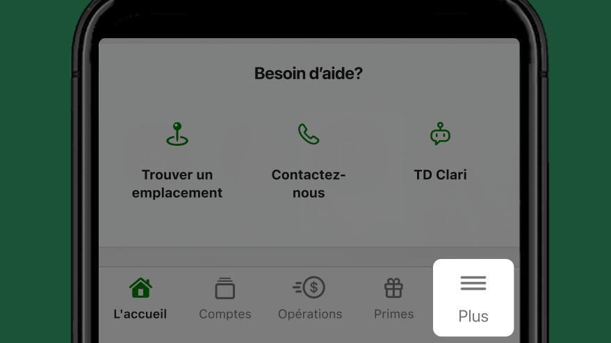 Ouvrez l'appli TD et sélectionnez le menu escamotable.