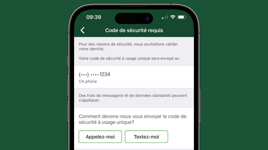 Choisissez le numéro auquel vous souhaitez recevoir votre code de vérification à usage unique. 