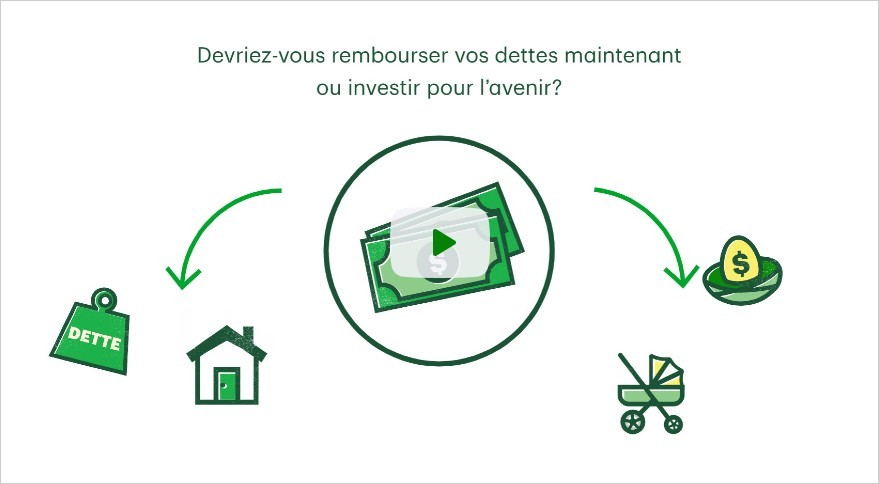 Cette vidéo compare les économies liées à la réduction de votre dette à la croissance de vos placements.