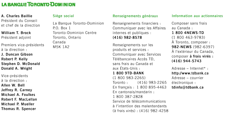 LA BANQUE TORONTO-DOMINION
