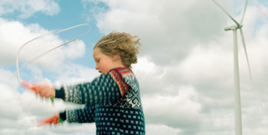 Little girl skipping