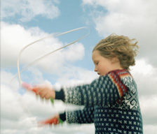 Little girl skipping