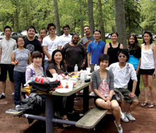 Employees enjoy a barbeque