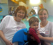 Family at swimming pool