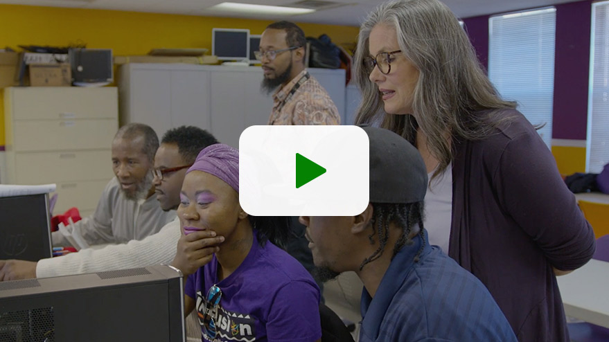 Play a video to learn about Byte Back, which provides skills training to help workers fill tech jobs in the Baltimore area.